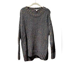 Seven7 Chunky Knit Colorful Popcorn Sweater Size M Gray Pullover Western
